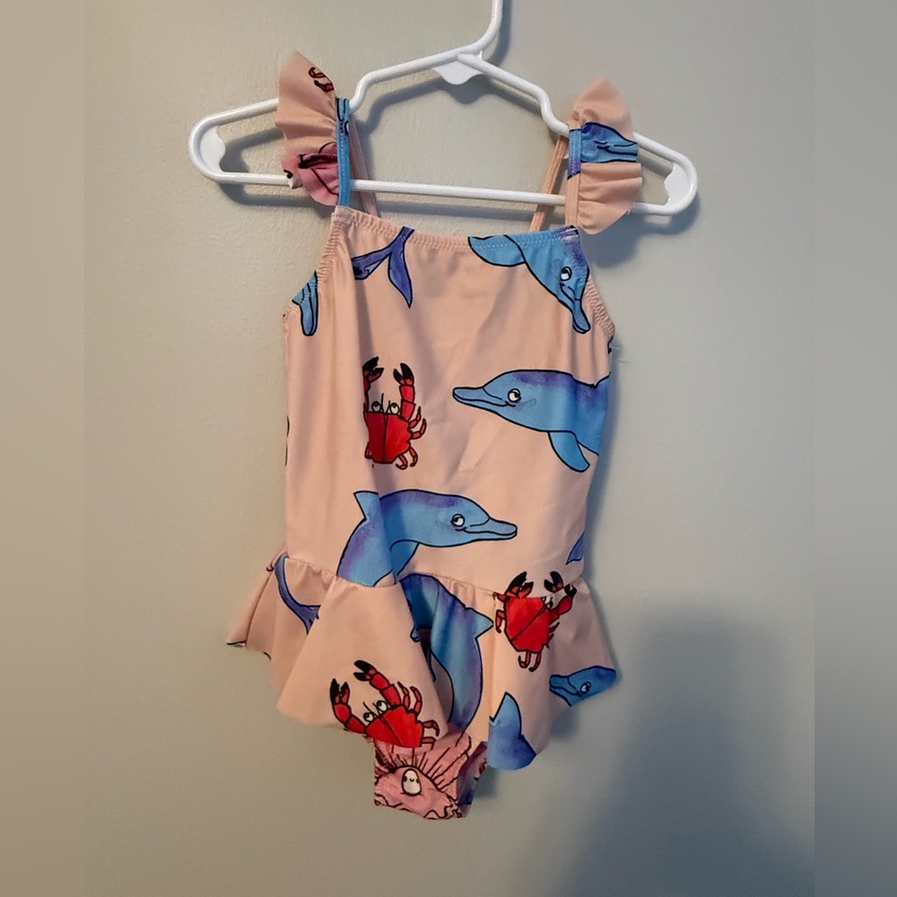 Mini Rodini Dolphin and Crab Print Swimsuit